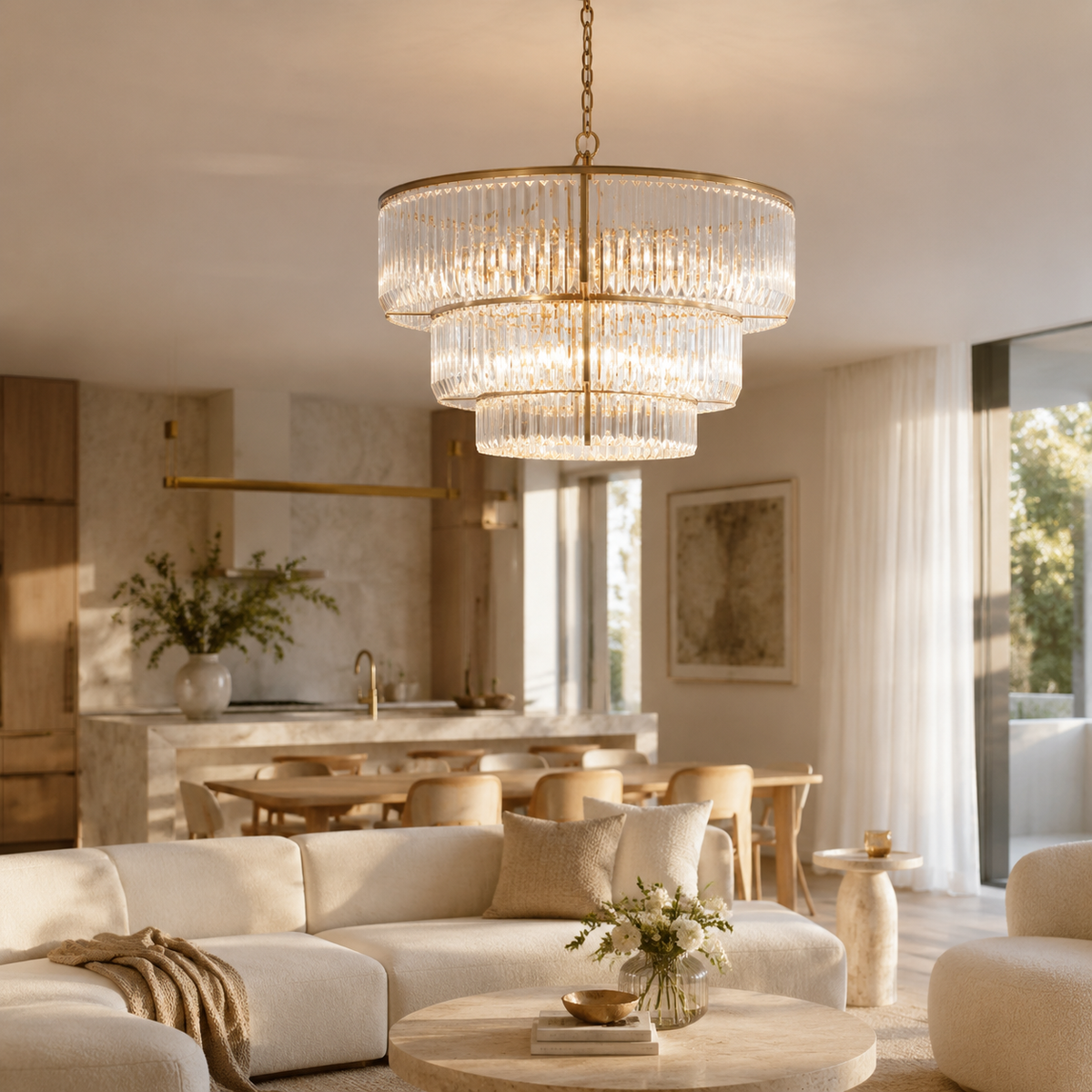 Zara Pendant - 3 Tier Brass