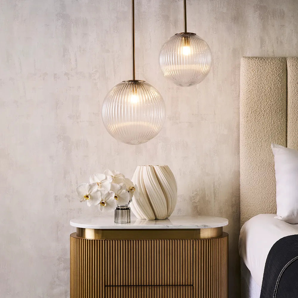 Luna Ribbed Glass Pendant Light – product view
