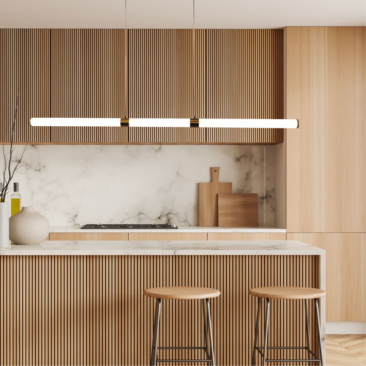 Kallita Linear Pendant Light in Satin Brass – product view