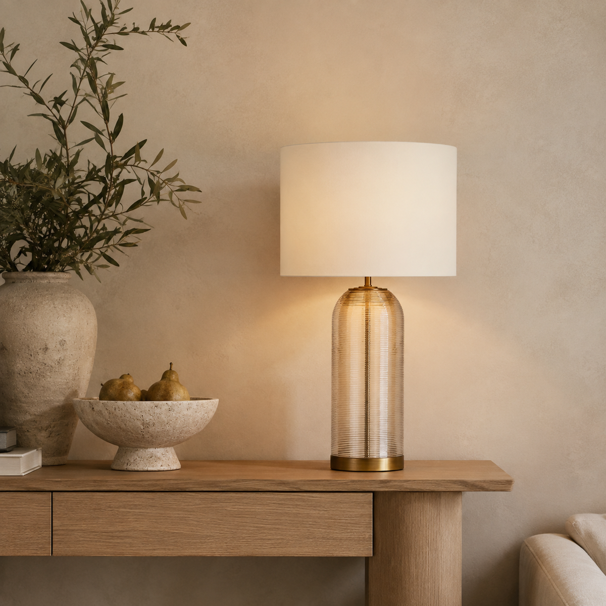 Alistair Ribbed Glass Table Lamp
