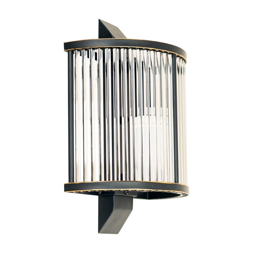 Hayworth Fluted Glass Wall Sconce in Antique Black – product view