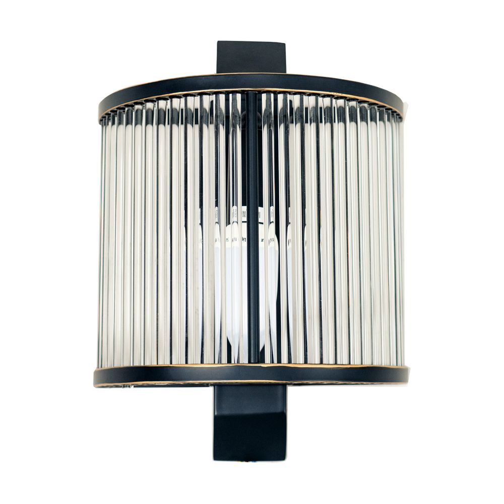 Hayworth Fluted Glass Wall Sconce in Antique Black – view 2