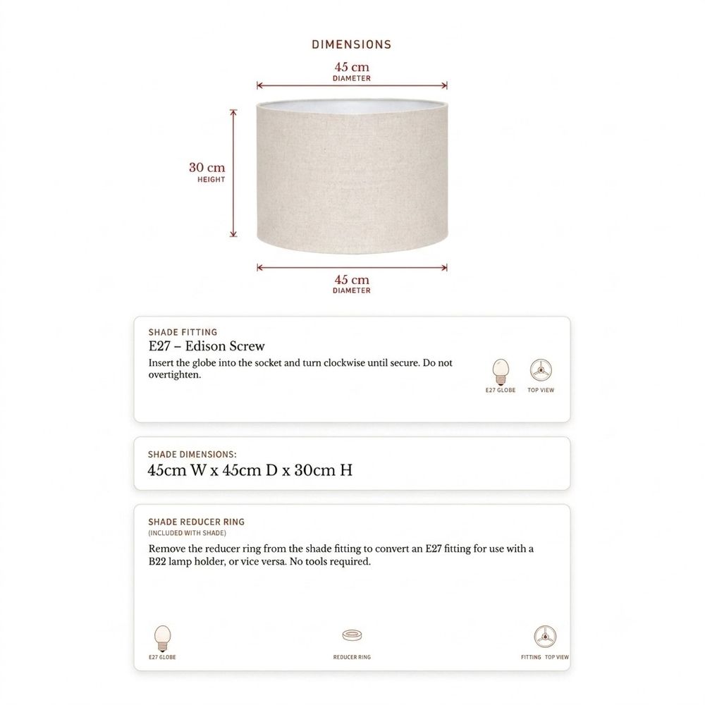 Larissa Linen Drum Lamp Shade in Natural – view 4