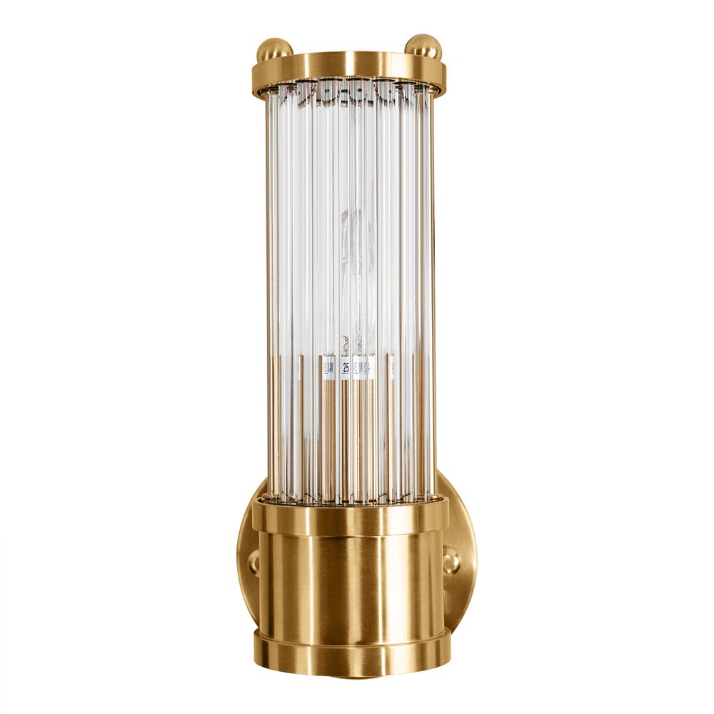 Hunter Fluted Glass Wall Sconce in Brass – Short – view 2