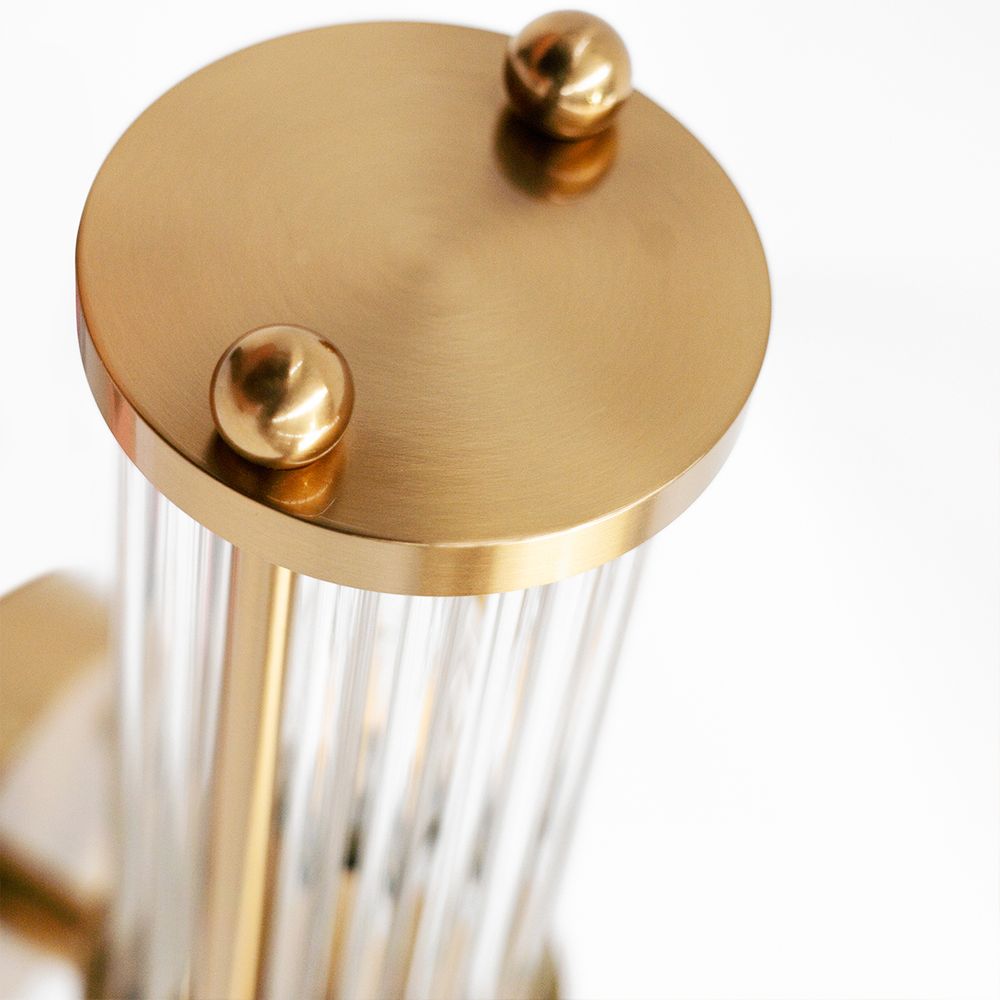 Hunter Fluted Glass Wall Sconce in Brass – Short – view 4