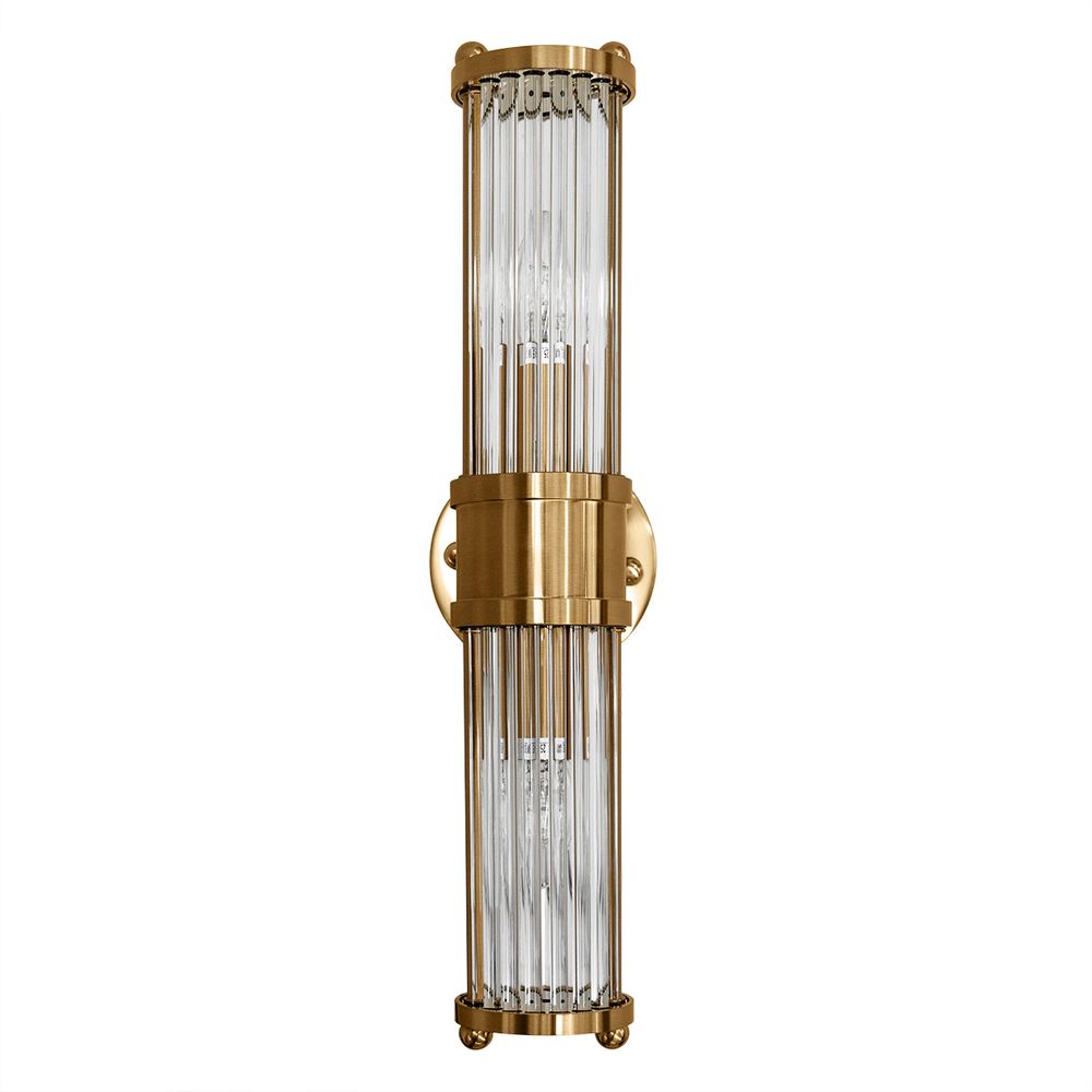 Hunter Fluted Glass Wall Sconce in Brass – Long – view 3