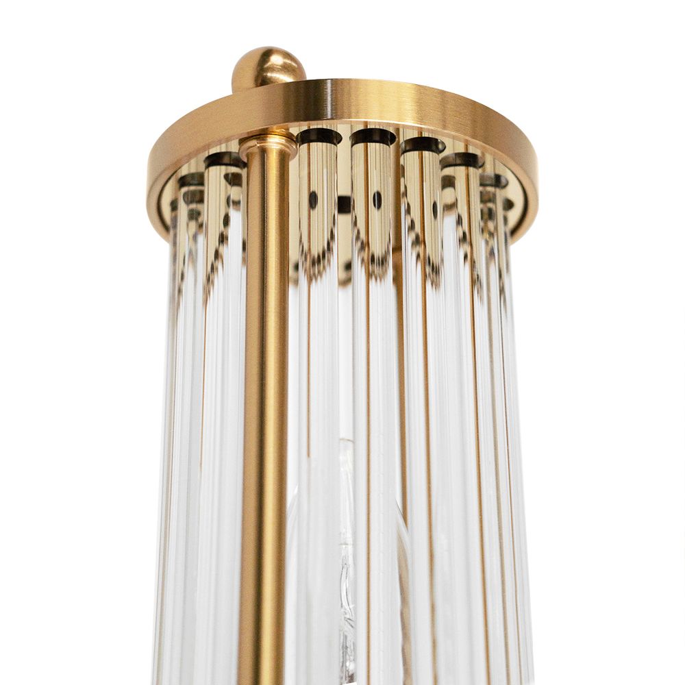 Hunter Fluted Glass Wall Sconce in Brass – Long – view 5