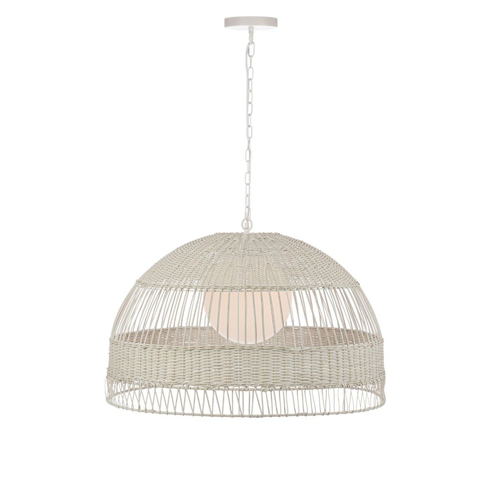 Fortaleza Rattan Dome Pendant Light in White – Large – view 2