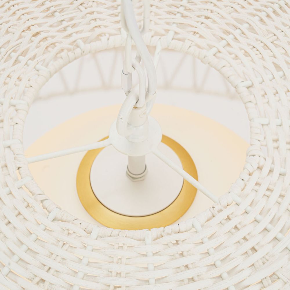 Fortaleza Rattan Dome Pendant Light in White – Large – view 3