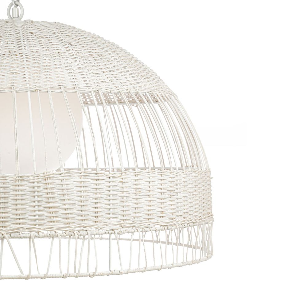 Fortaleza Rattan Dome Pendant Light in White – Large – view 5