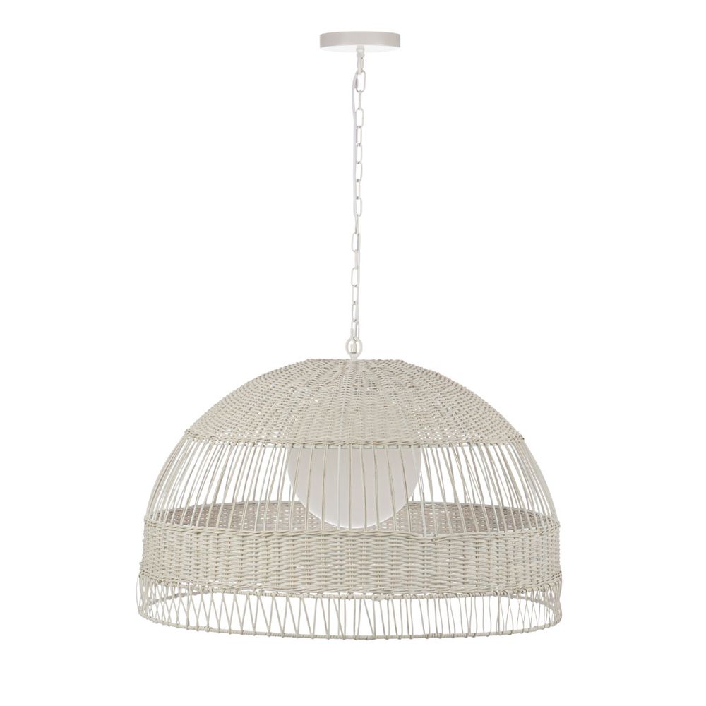 Fortaleza Rattan Dome Pendant Light in White – Large – view 6