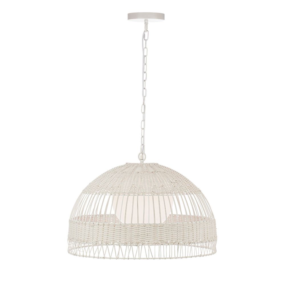Fortaleza Rattan Dome Pendant Light in White – Medium – view 2