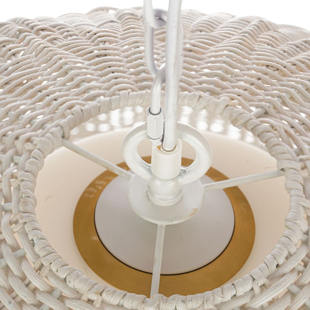 Fortaleza Rattan Dome Pendant Light in White – Medium – view 3