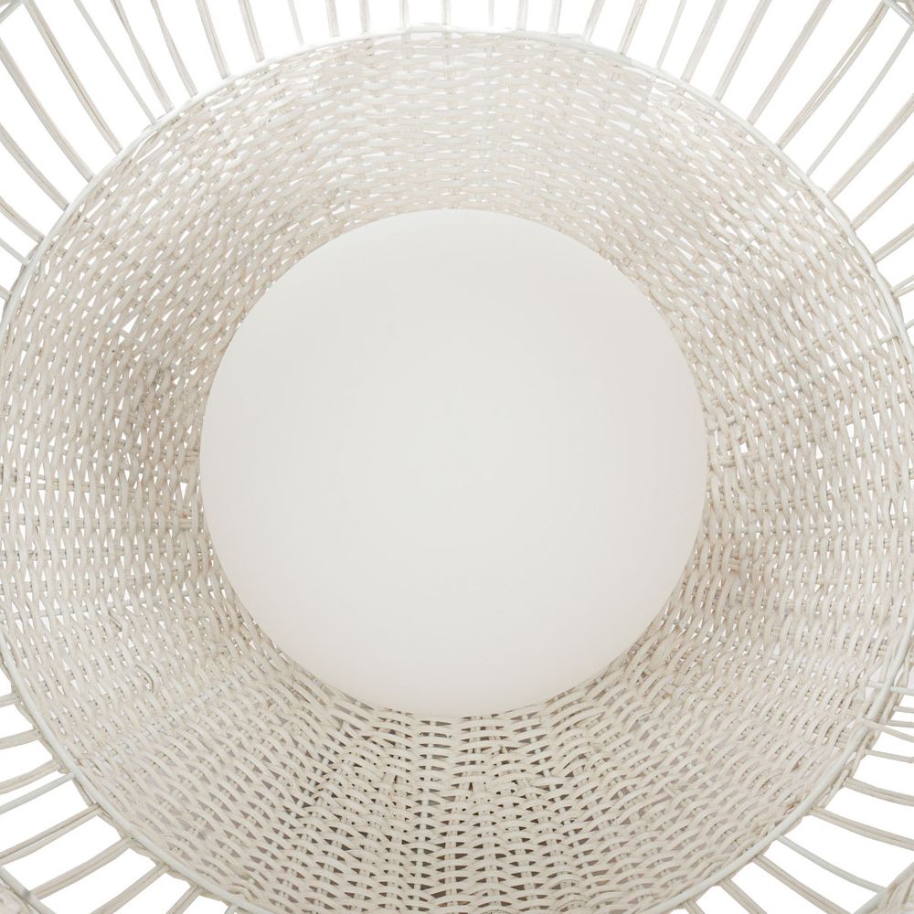 Fortaleza Rattan Dome Pendant Light in White – Medium – view 4