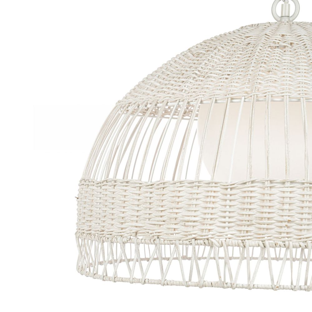 Fortaleza Rattan Dome Pendant Light in White – Medium – view 5