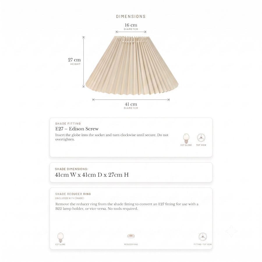 Anya Pleated Empire Lamp Shade in Off White – Medium – view 6
